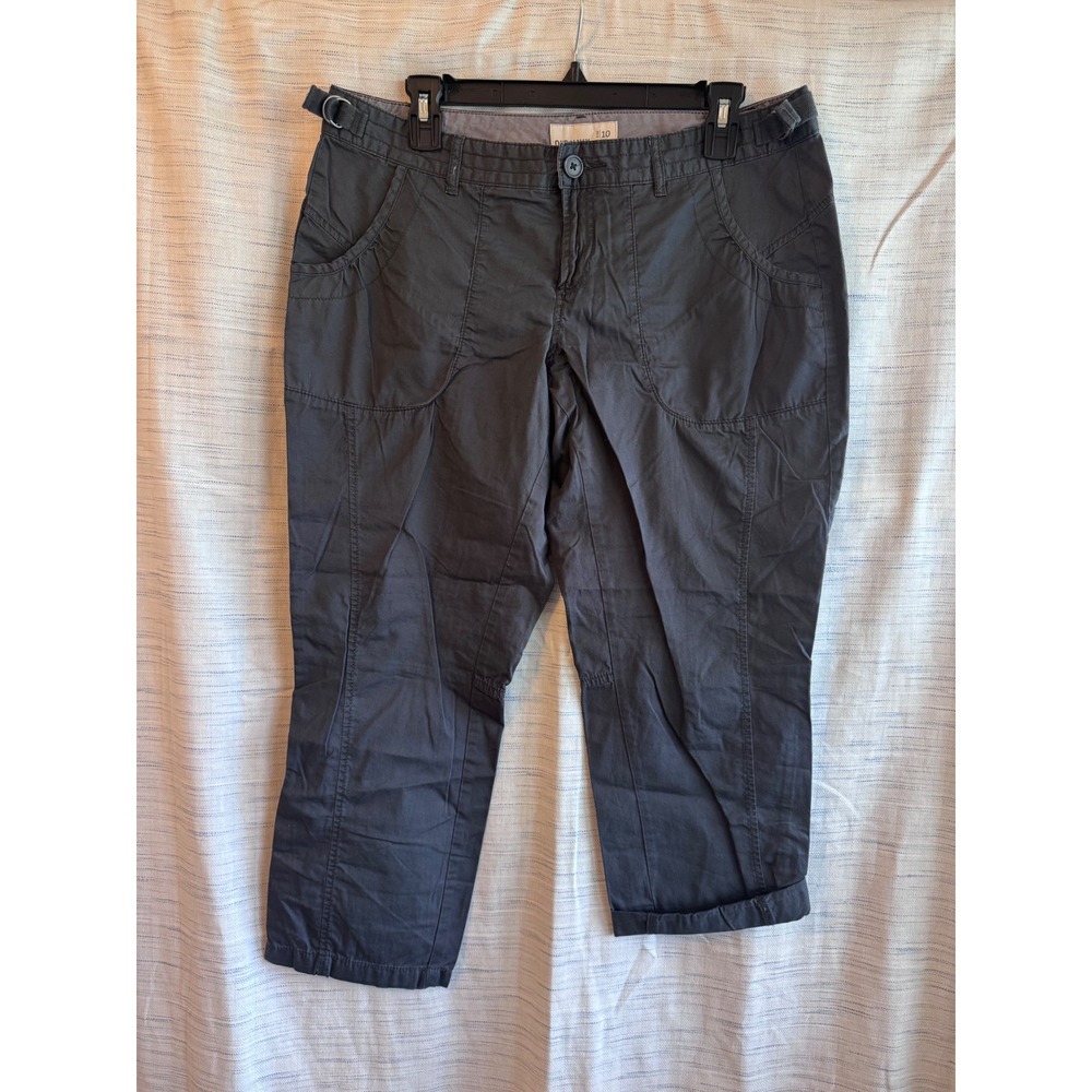 Old Navy Womens 10 Charcoal Grey Utility Crop Pants D-Ring Adjustable Capris